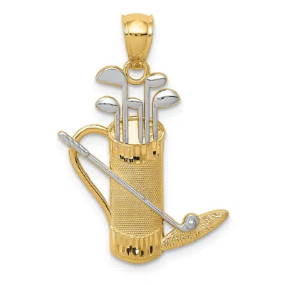 DIAMOND2DEAL 14K YELLOW GOLD RHODIUM GOLF BAG PENDANT