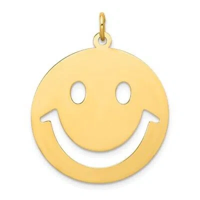 DIAMOND2DEAL 14K YELLOW GOLD SMILEY FACE CHARM PENDANT L-1.19 INCH, W-0.99 INCH 1.78 GRAM