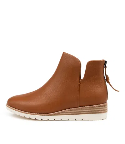 DIANA FERRARI DIANA FERRARI BUNITE DK TAN LEATHER WOMENS SHOES CASUAL BOOTS ANKLE