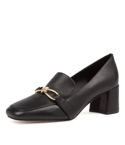 DIANA FERRARI DIANA FERRARI CALEY BLACK LEATHER HEELS WOMENS SHOES DRESS SHOES HEELED