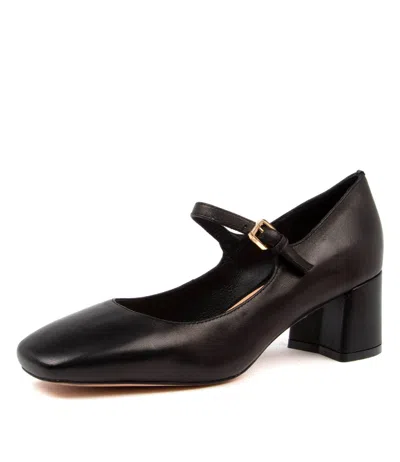 DIANA FERRARI DIANA FERRARI CARTIA BLACK LEATHER WOMENS SHOES CASUAL SHOES HEELED