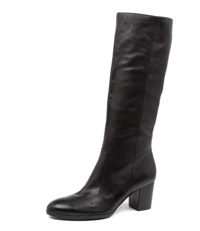 DIANA FERRARI DIANA FERRARI DETEE BLACK LEATHER WOMENS SHOES CASUAL BOOTS LONG