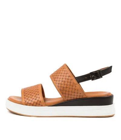 DIANA FERRARI DIANA FERRARI ERINAR TAN BLACK LEATHER WOMENS SHOES CASUAL