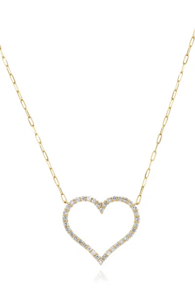 DIANA M. 14 KT YELLOW GOLD DIAMOND PENDANT WITH OPEN-HEART DESIGN ADORNED WITH 1.07 CTS TW ROUND DIAMONDS
