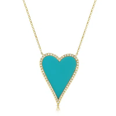 DIANA M. 14K YG 2.95GR PENDANT 70 DIAMONDS 0.20C TURQUOISE 2.45