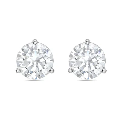 DIANA M. 14KT 12CT LAB GROWN 3 PRONG STUDS ROUND, DEF COLOR, VS CLARITY, EXCELLENT CUT