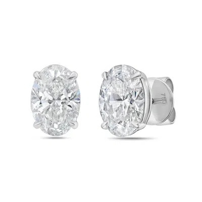 DIANA M. 14KT 12CT LAB GROWN 4 PRONG STUDS OVAL CUT, DEF COLOR, VS CLARITY, EXCELLENT CUT
