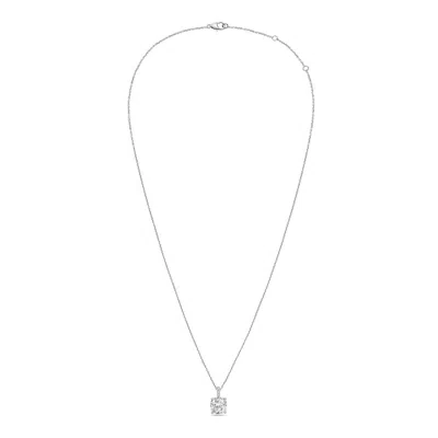 DIANA M. 14KT 12CTS LAB GROWN DIAMOND SOLITAIRE PENDANT, 4 PRONG, DIAMOND BAIL, CUSHION, DEF COLOR, VS CLARIT