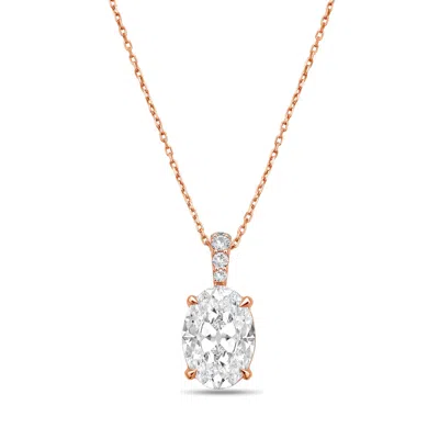 DIANA M. 14KT 12CTS LAB GROWN DIAMOND SOLITAIRE PENDANT, 4 PRONG, DIAMOND BAIL, OVAL, DEF COLOR, VS CLARITY, 