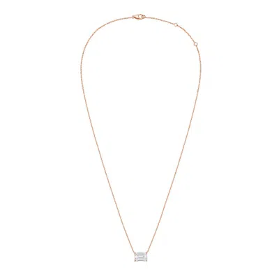 DIANA M. 14KT 12CTS LAB GROWN EAST WEST, DIAMOND SOLITAIRE PENDANT, 4 PRONG, EMERALD CUT, DEF COLOR, VS CLARI