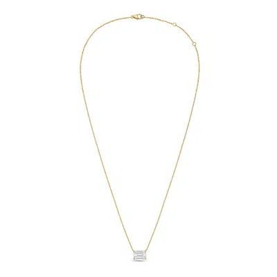 DIANA M. 14KT 12CTS LAB GROWN EAST WEST, DIAMOND SOLITAIRE PENDANT, 4 PRONG, EMERALD CUT, DEF COLOR, VS CLARI