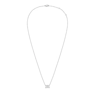 DIANA M. 14KT 4CTS LAB GROWN EAST WEST, DIAMOND SOLITAIRE PENDANT, 4 PRONG, EMERALD CUT, DEF COLOR, VS CLARIT