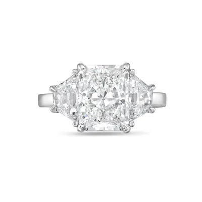 DIANA M. 14KT 5CTS GOLD LAB GROWN RADIANT CUT DIAMOND THREE STONE ENGAGEMENT RING, DEF COLOR, VVS-VS CLARITY,