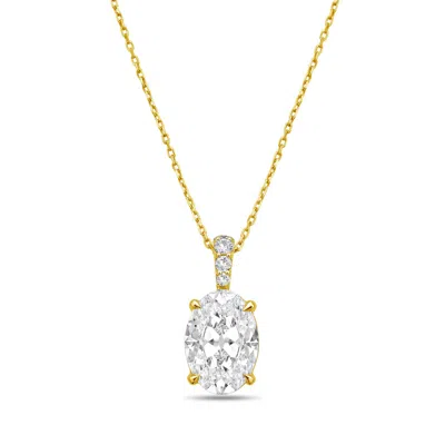 DIANA M. 14KT 5CTS LAB GROWN DIAMOND SOLITAIRE PENDANT, 4 PRONG, DIAMOND BAIL, OVAL, DEF COLOR, VS CLARITY, E
