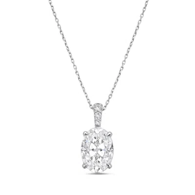 DIANA M. 14KT 6CTS LAB GROWN DIAMOND SOLITAIRE PENDANT, 4 PRONG, DIAMOND BAIL, OVAL, DEF COLOR, VS CLARITY, E