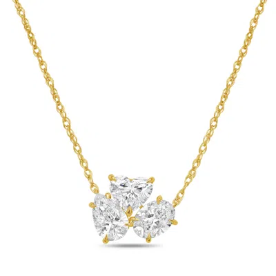 DIANA M. 14KT YELLOW GOLD LAB GROWN DIAMOND PENDANT FEATURING FEATURING HEART SHAPE, PEAR SHAPE, AND OVAL SHA