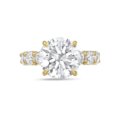 DIANA M. 18KT WHITE GOLD ROUND LAB GROWN DIAMOND ENGAGEMENT RING WITH 12 CT ROUND CENTER AND 5.00 CTS GOING A