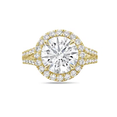 DIANA M. 18KT YELLOW GOLD ROUND LAB GROWN DIAMOND ENGAGEMENT RING WITH 8 CT CENTER AND 1.50 CTS ON SIDES