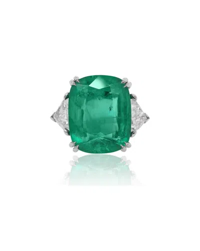 DIANA M. DIANA M. FINE JEWELRY GOLD 18.03 CT. TW. DIAMOND & EMERALD HALF-SET RING