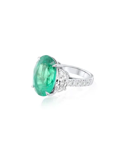 DIANA M. DIANA M. FINE JEWELRY WHITE GOLD 27.00 CT. TW. DIAMOND & EMERALD HALF-SET RING