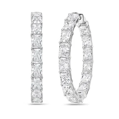 DIANA M JEWELS 14KT 10CTS GOLD LAB GROWN RADIANT DIAMOND IN & OUT HOOP EARRING, 10CTS OF RADIANT SHAPED LAB DIAMOND