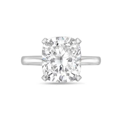 DIANA M. PLATINUM 8.00 CT LAB GROWN CUSHION CUT SOLITAIRE ENGAGEMENT RING