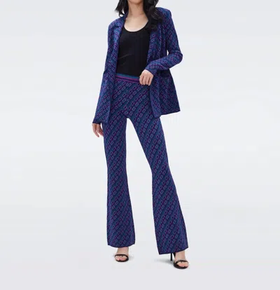 DIANE VON FURSTENBERG ASHDON PANTS IN KNIT CHAIN EMERALD