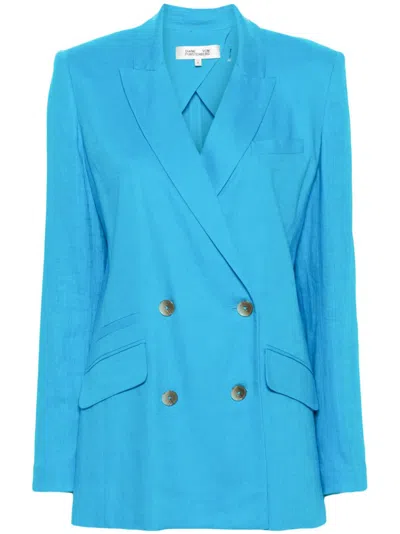DIANE VON FURSTENBERG CHAMBRAY DOUBLE-BREASTED BLAZER