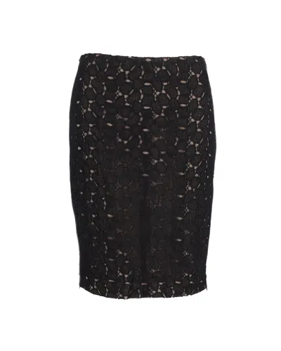 DIANE VON FURSTENBERG DIANE VON FURSTENBERG CLOVER LACE PENCIL SKIRT IN BLACK POLYESTER