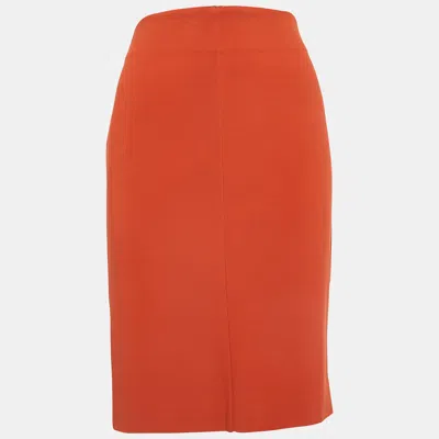 DIANE VON FURSTENBERG ORANGE KNIT ESME PENCIL SKIRT M