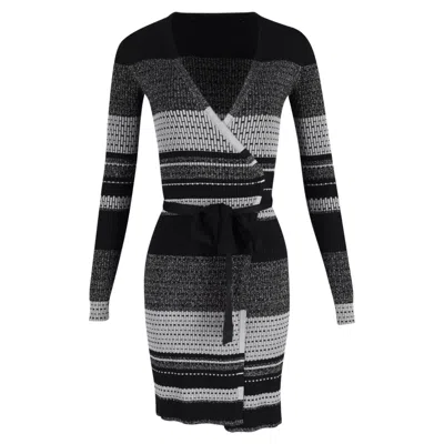 DIANE VON FURSTENBERG DIANE VON FURSTENBERG STRIPED KNITTED WRAP DRESS IN MULTICOLOR WOOL