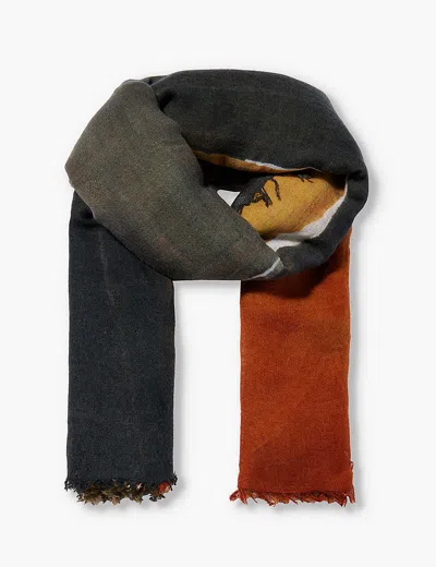 DIANORA SALVIATI WOMENS SUNSET TONES GRAPHIC-PATTERN LARGE CASHMERE AND SILK-BLEND SCARF