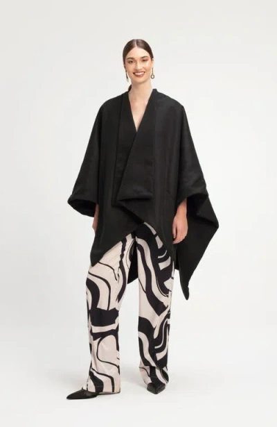 DIARRABLU DIARRABLU DOUBLE-LAYERED WRAP CAPE NOIR