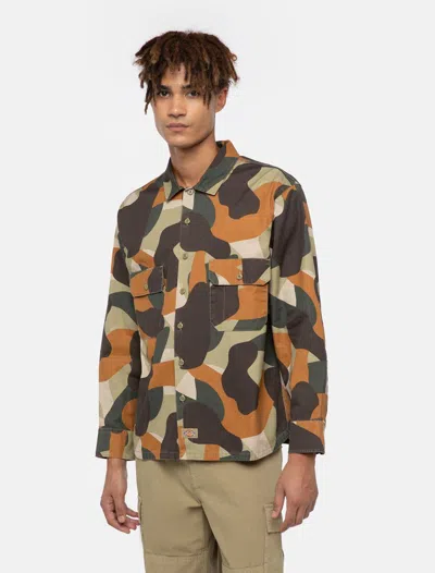 DICKIES SHIRTS MAN DICKIES CAMO WORK SHIRT - DK0A864U0IP1 0IP IMPERIAL GREEN