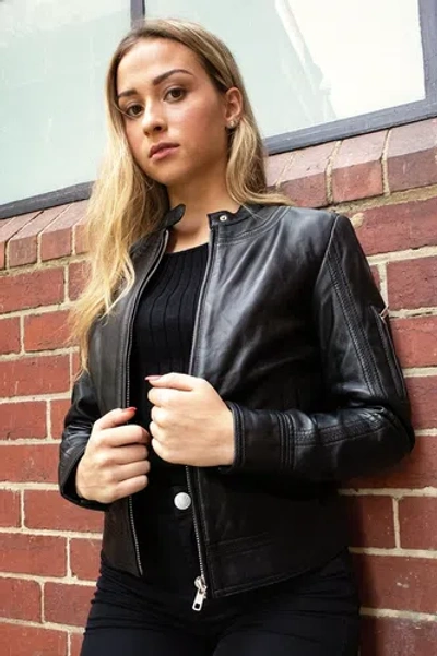 DIE BOMBAY LEDER CO SCHWARZE LEDERJACKE DAMEN BIKER PURE LAMMFELL GRÖSSE XS SML XL XXL...