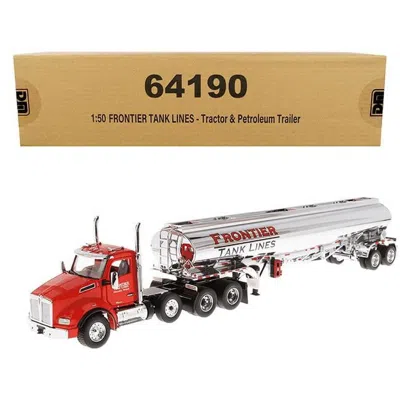 DIECAST MASTERS 1-50 SCALE KENWORTH T880 SBFA TANDEM DAY CAB TRUCK WITH PUSHER AXLE & HEIL PETROLEUM TANKER RED & CH
