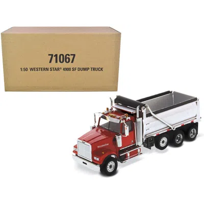 DIECAST MASTERS 1-50 SCALE RED & SILVER WESTERN STAR 4900 SF DUMP TRUCK DIECAST MODEL