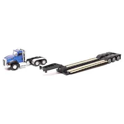 DIECAST MASTERS 1-87 HO SCALE DIECAST MODEL CAB TRACTOR WITH LOWBOY TRAILER & CAT 315C L HYDRAULIC EXCAVATOR YELLOW 