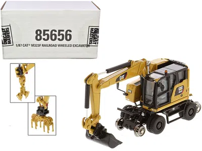 DIECAST MASTERS CAT CATERPILLAR M323F RAILROAD WHEELED EXCAVATOR WITH 3 ACCESSORIES (CAT YELLOW VERSION) "HIGH LINE"