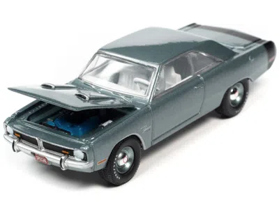 DIECAST MODEL AUTOWORLD 1971 DODGE DART SWINGER 340 SPECIAL LIGHT METAL GRAY METALLIC WITH BLACK TAIL STRIPE "VINTAGE MUSCLE