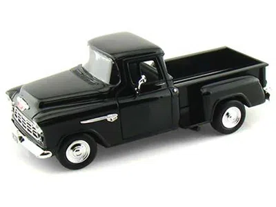 DIECAST MODEL MOTORMAX 1955 CHEVROLET 5100 STEPSIDE PICKUP TRUCK BLACK 1/24 DIECAST CAR MODEL BY MOTORMAX