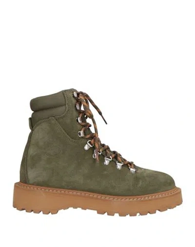 DIEMME DIEMME WOMAN ANKLE BOOTS MILITARY GREEN SIZE 7 LEATHER