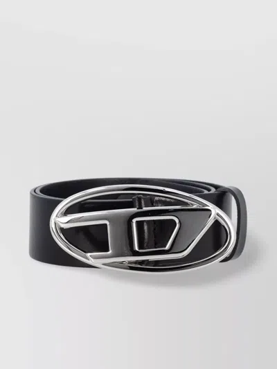 DIESEL LEATHER LOGO-BUCKLE BELT