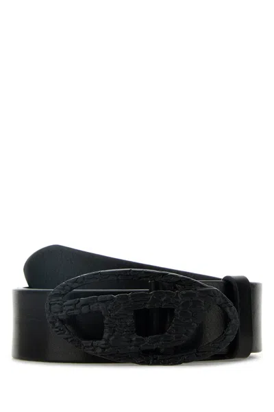 DIESEL BLACK LEATHER B-1DR BELT