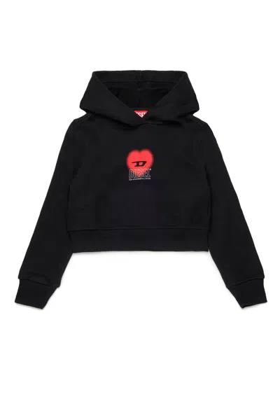 DIESEL CROPPED SWEATSHIRT WITH HEART GRAPHIC