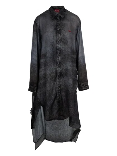 DIESEL D-ILETTA DENIM-EFFECT WRAP DRESS