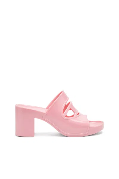 DIESEL SA-BONNIE-HEELED RUBBER SLIDES WITH CUT-OUT LOGO