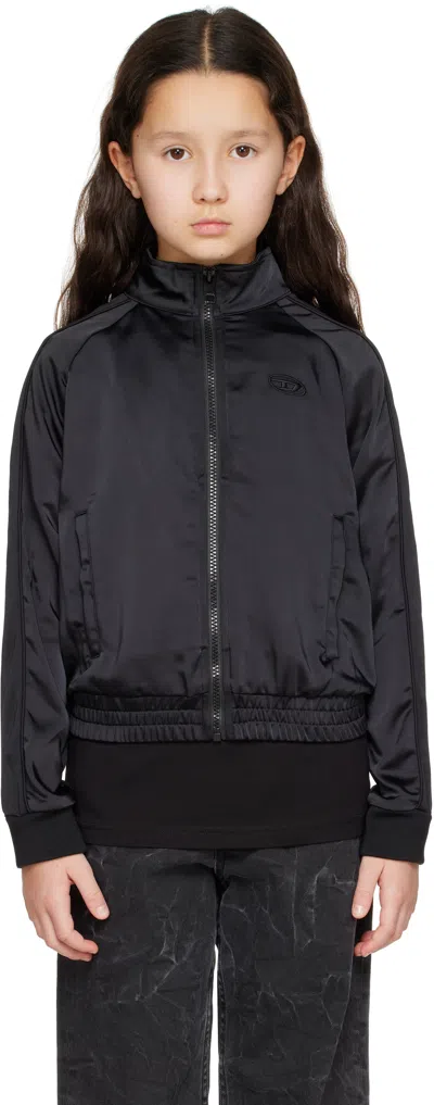 DIESEL KIDS BLACK ZIP-UP TRACK JACKET