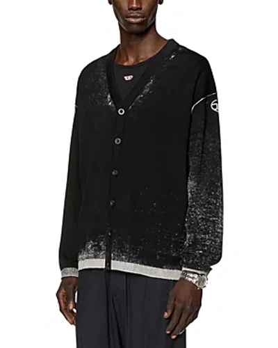DIESEL LARENCE SPLATTER EFFECT CARDIGAN SWEATER