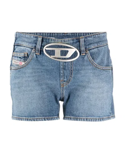 DIESEL LOGO PLAQUE DENIM SHORTS